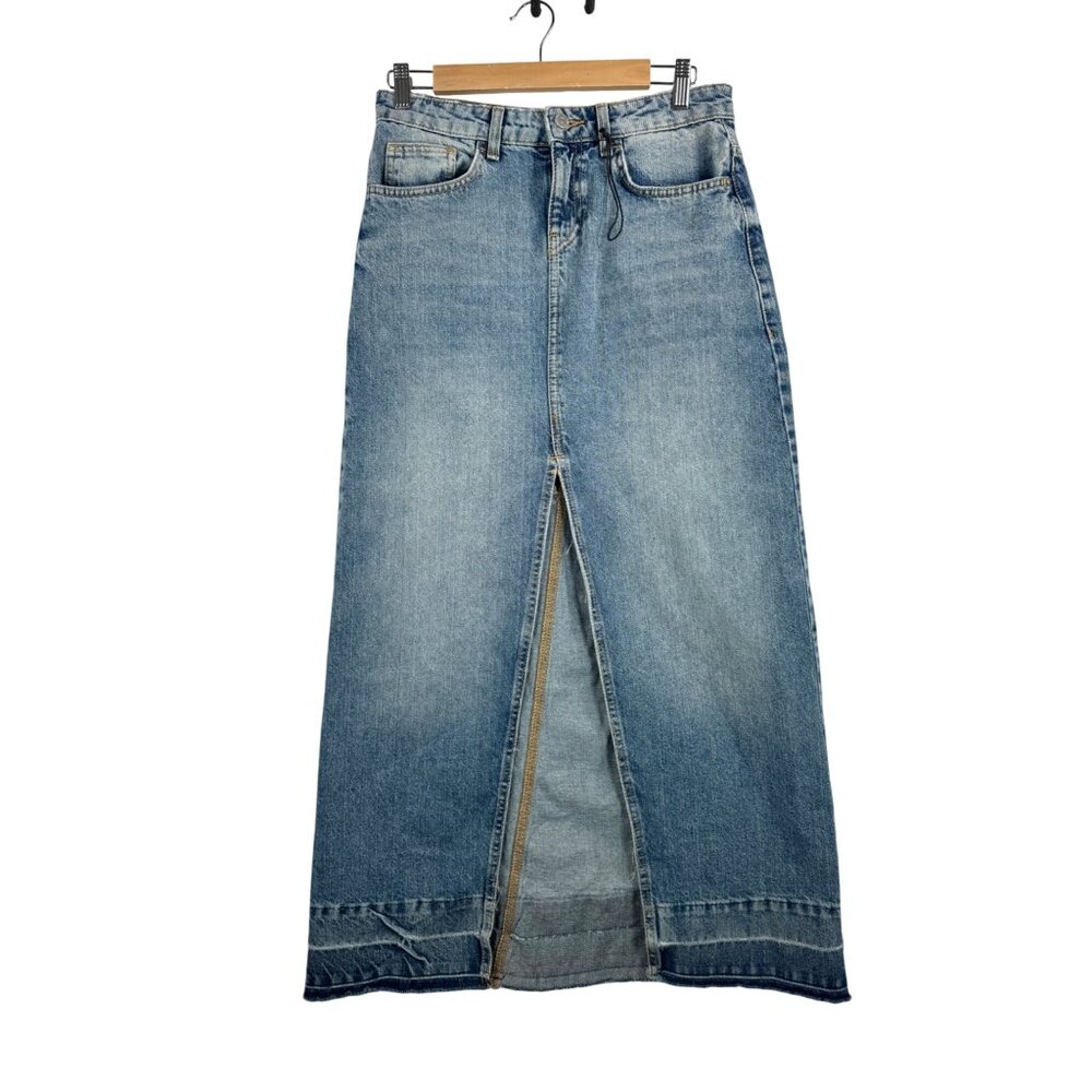BDG Mandy maxi denim skirt split distressed boho 90s blue‎ sz S